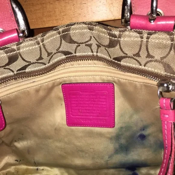 Coach Brown and Pink Signature Shoulder Bag - Picture 6 of 6